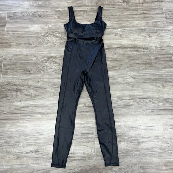 Khloe Kardashian X Fabletics Motion365+ Shine Jumpsuit Black Size XS NWT